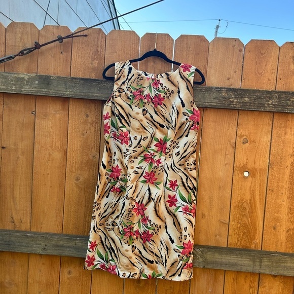 Dress barn animal print floral y2k dress size 10 fall summer cheetah leopard - Picture 3 of 6